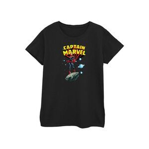 Captain Marvel Womens/Ladies Pose Cotton T-Shirt / Black